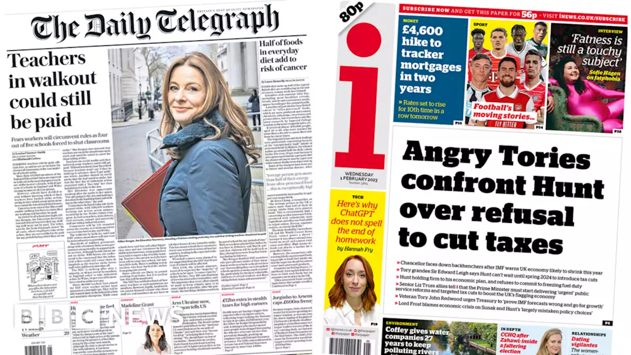 Newspaper headlines: Half a million to strike and 'Tories confront Hunt'