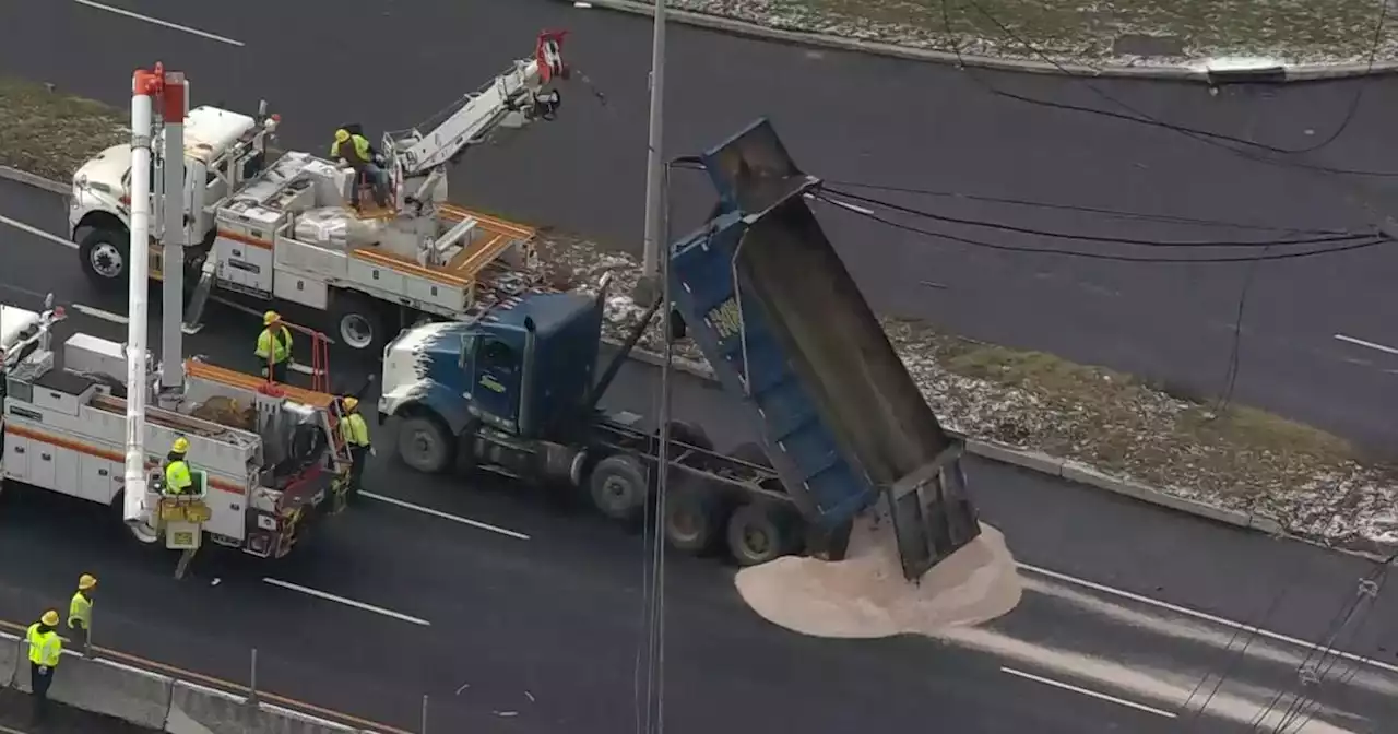 Route 3 shut down in Secaucus after dump truck knocks down wires