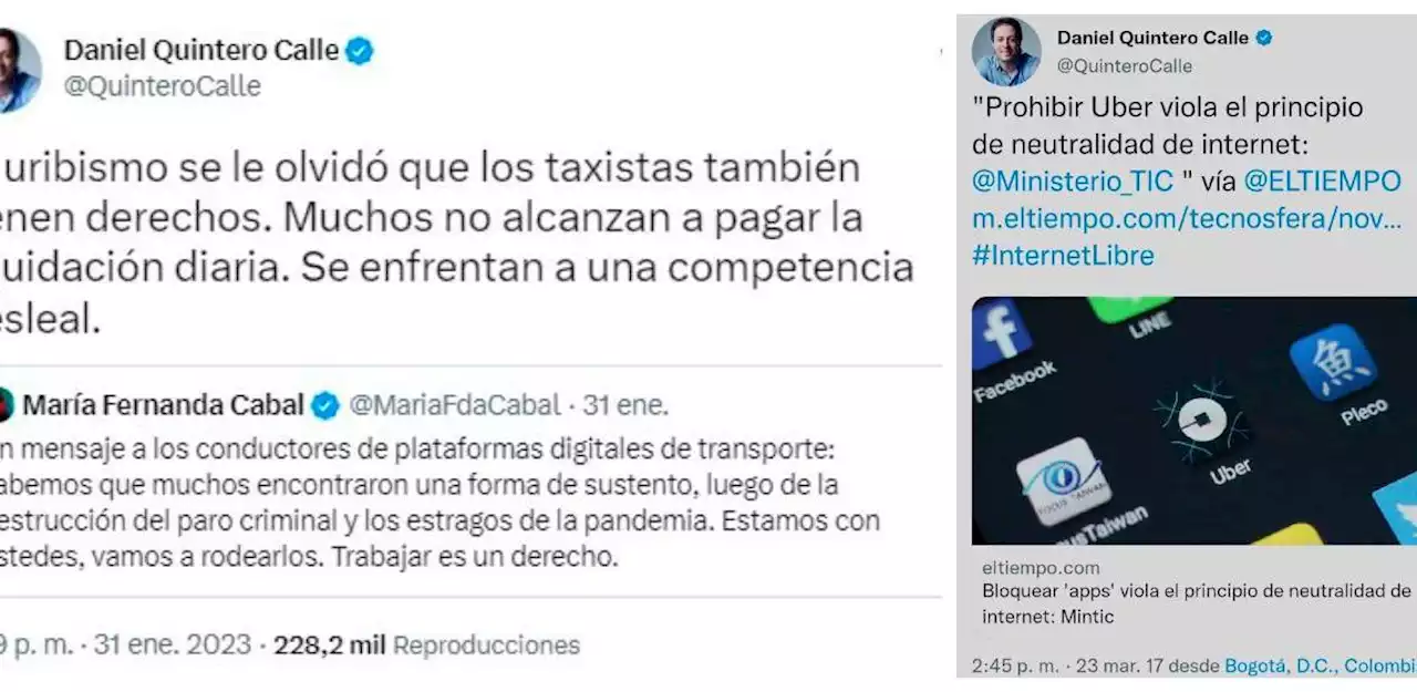 Las contradicciones de Quintero sobre la eventual prohibición de aplicaciones de movilidad