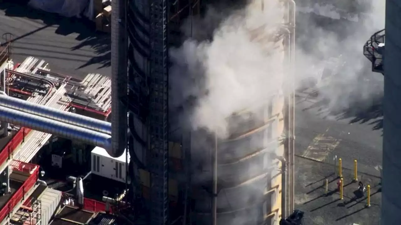 Plumes of smoke coming from Martinez refinery