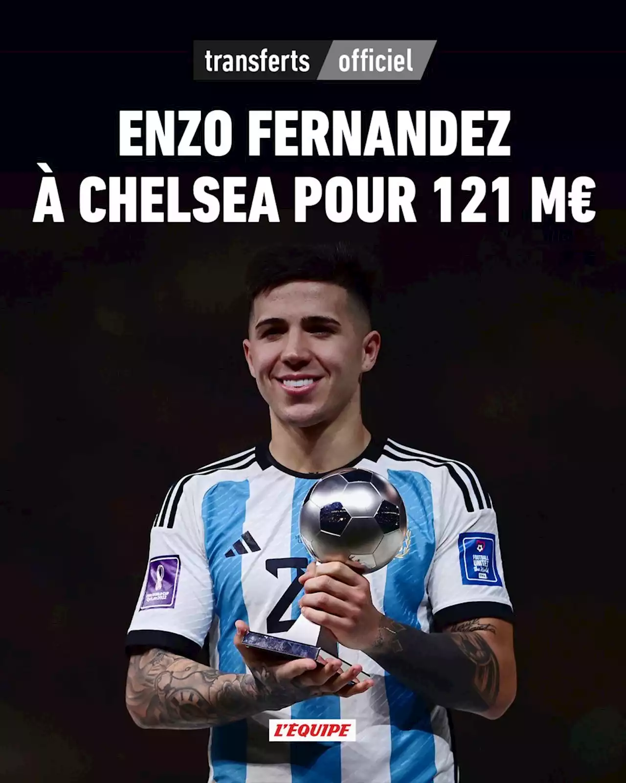 Enzo Fernandez rejoint officiellement Chelsea pour 121 millions d'euros