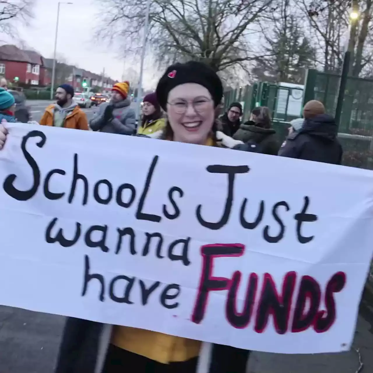 Teachers strike as schools shut and workers rally in Manchester