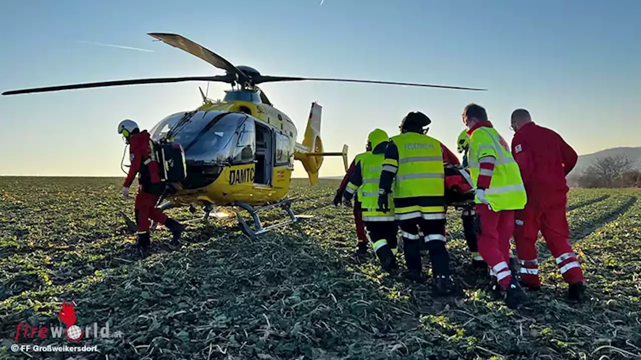 Nö: Eingeklemmte Person und Einsatz zweier Rettungshubschrauber nach Frontalzusammenstoß auf der B 4 bei Großweikersdorf