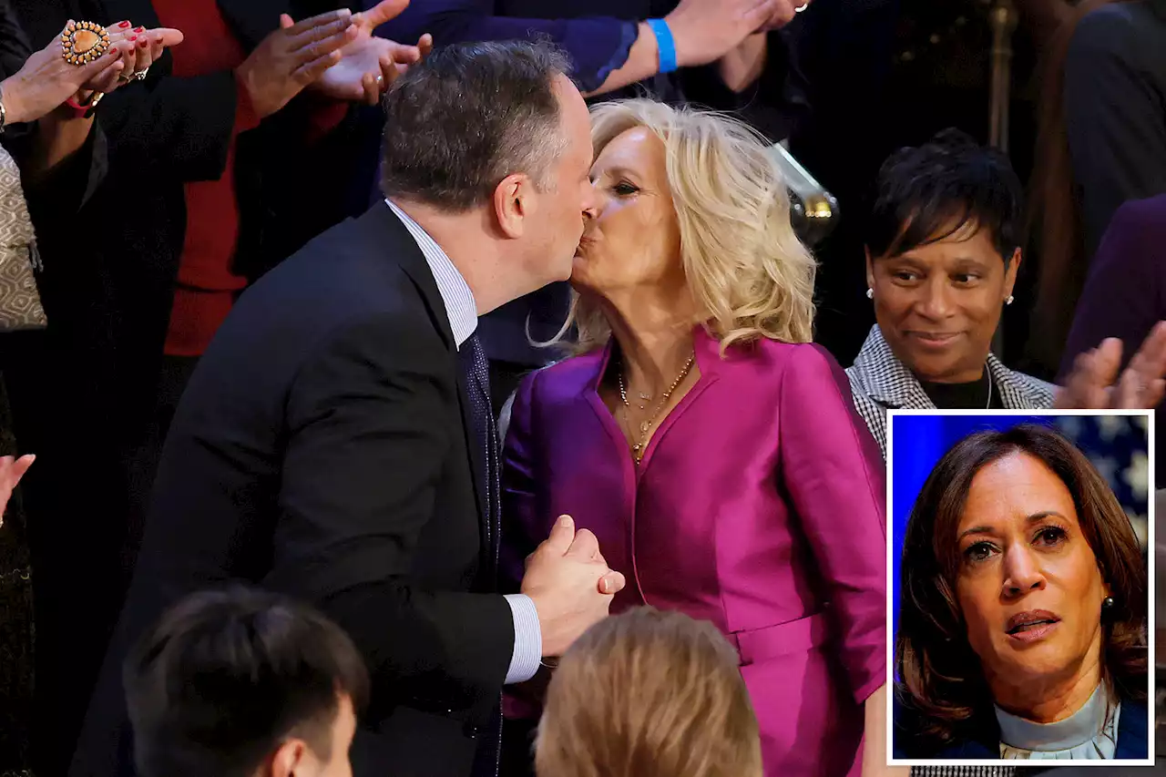 Kamala Harris says she has not seen video of husband and Jill Biden kissing