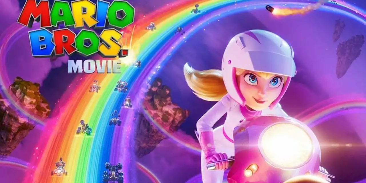 Princess Peach Races Down Rainbow Road In Super Mario Bros Movie Poster