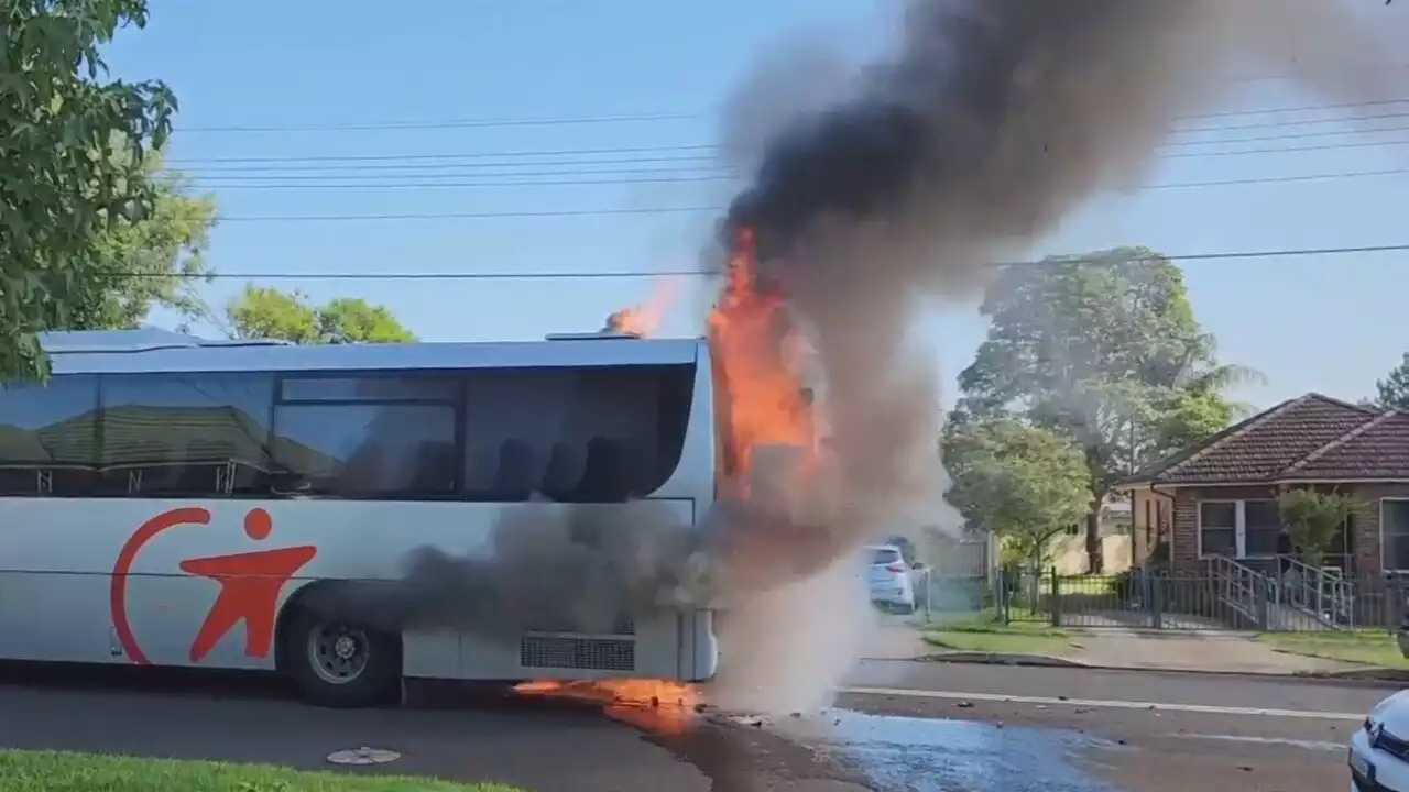 Sydney school bus catches on fire