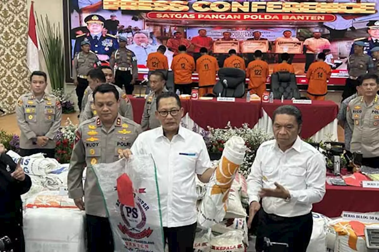 Satgas Pangan Polda Banten Tangkap 7 Pelaku Pemalsu Beras Premium