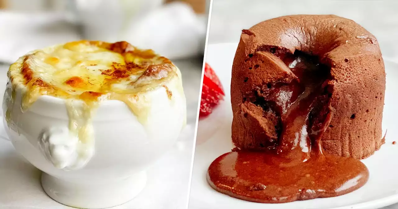 Romantic French recipes: Onion soup gratinée and dark chocolate lava cakes