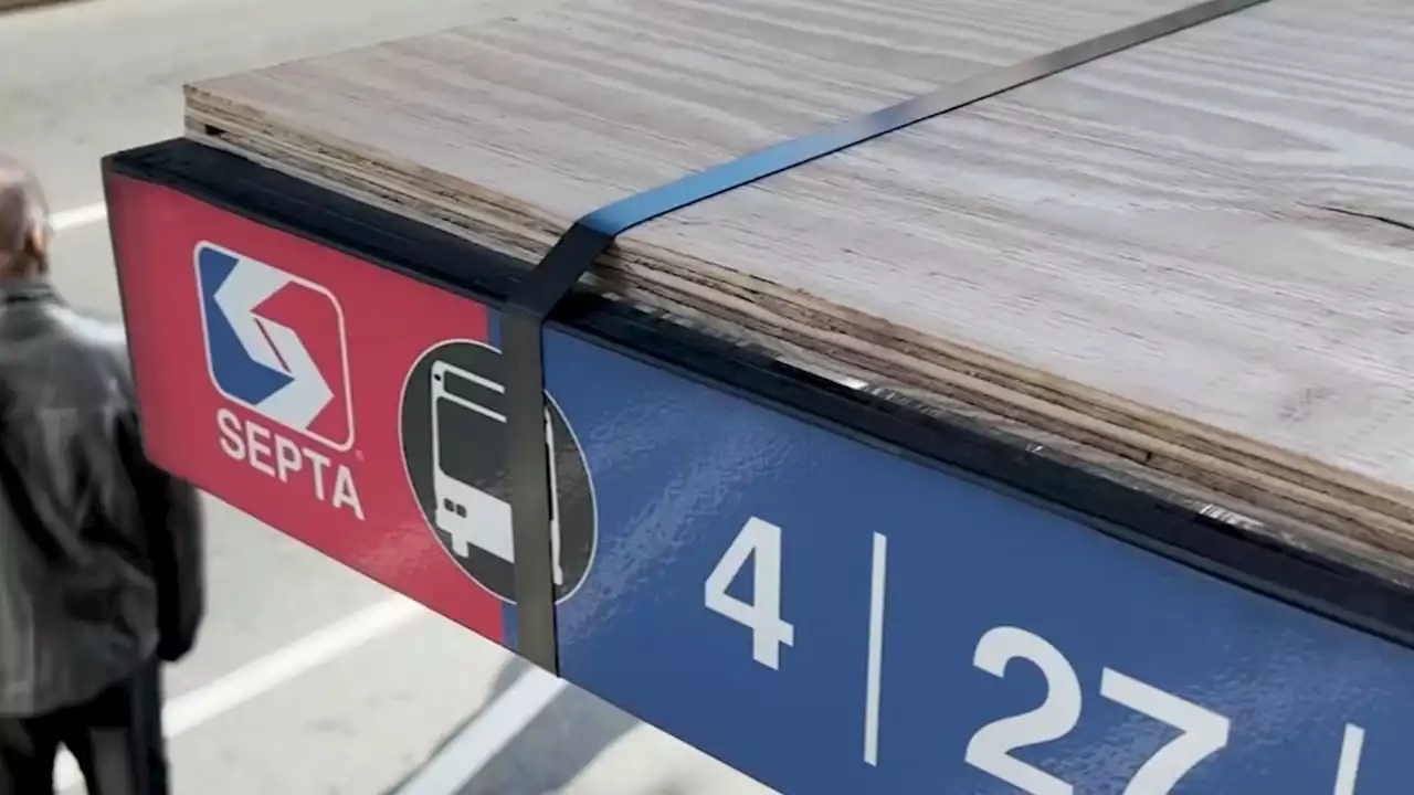 Plywood on bus shelters among preps in Philadelphia for Super Bowl Sunday