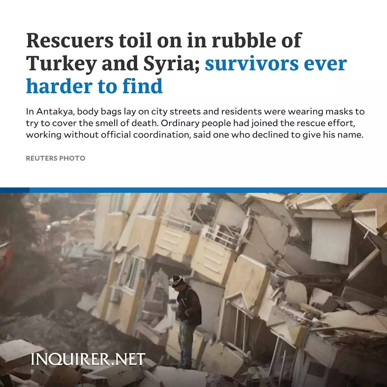 Rescuers toil on in rubble of Turkey and Syria; survivors ever harder to find