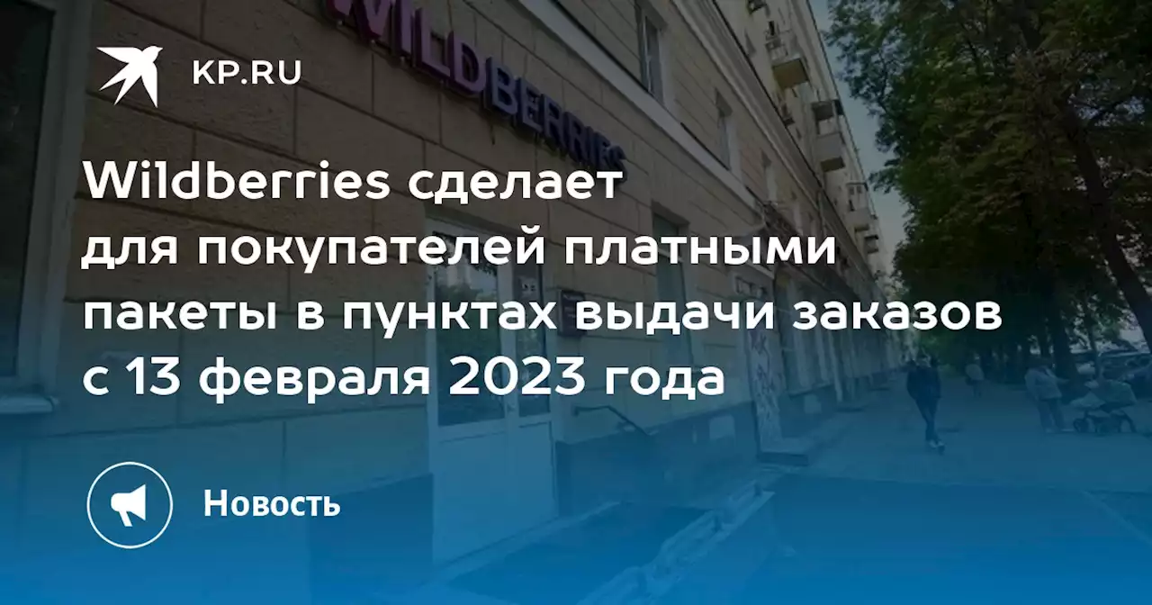 Wildberries сделает для покупателей платными пакеты в пунктах выдачи заказов с 13 февраля 2023 года