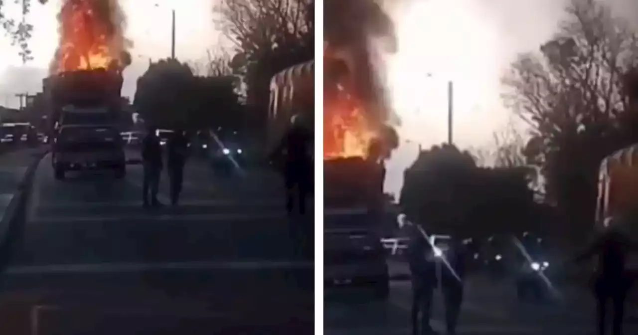 Video: Registraron incendio de un camión en el occidente de Bogotá