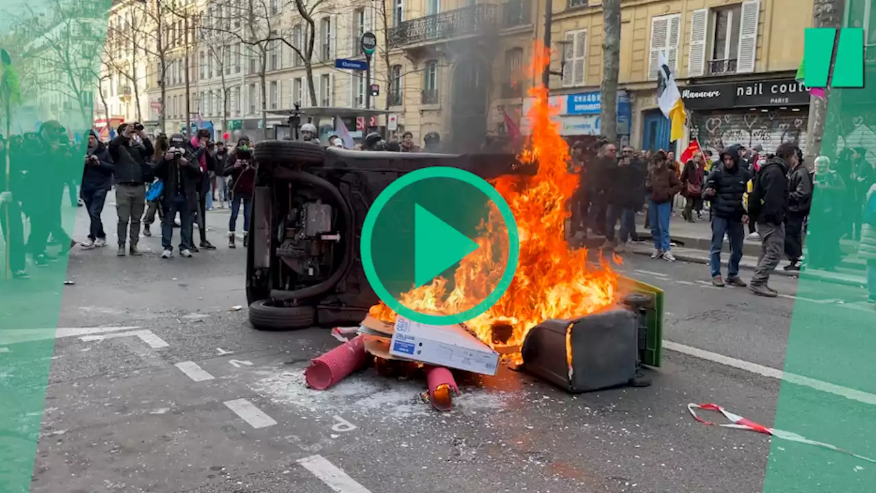 Les images des violences en marge de la manif parisienne contre la réforme des retraites