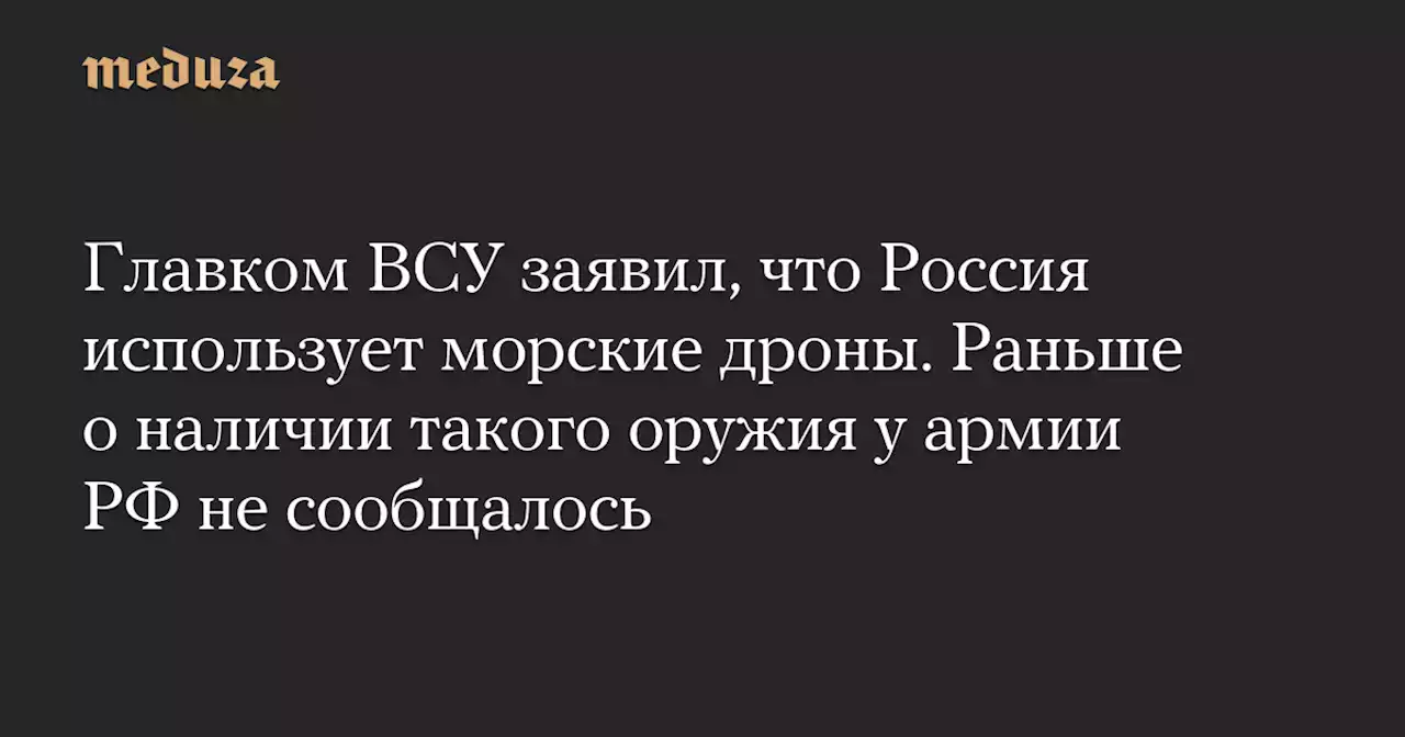 Главком ВСУ заявил, что Россия использует морские дроны. Раньше о наличии такого оружия у армии РФ не сообщалось — Meduza