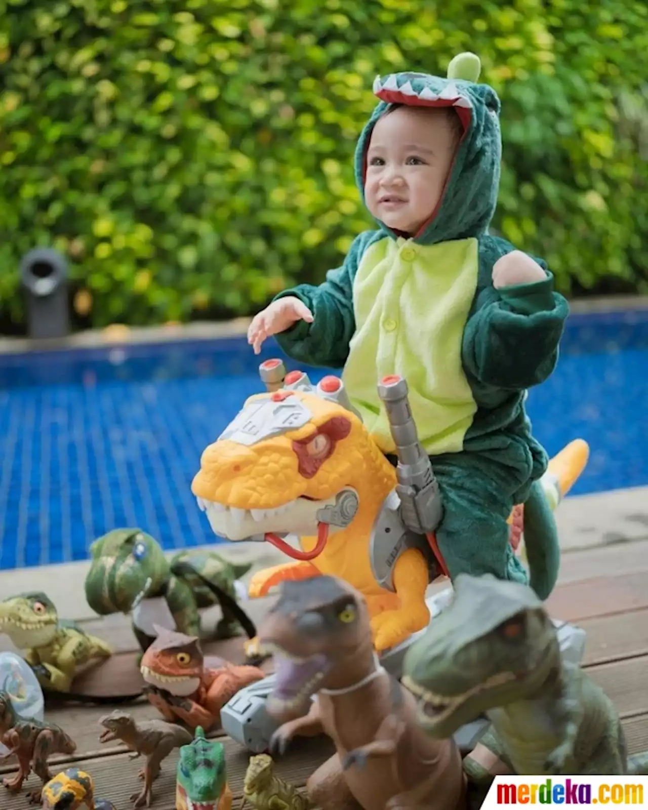 Foto : 6 Potret Lucu Rayyanza Pakai Kostum Dino, Gayanya Gemesin Banget! | merdeka.com