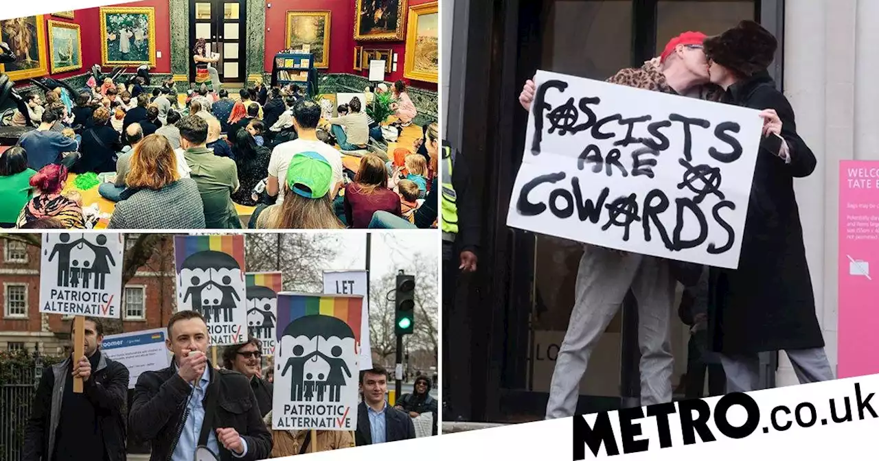 One arrested after far-right protest erupts outside drag queen's children event