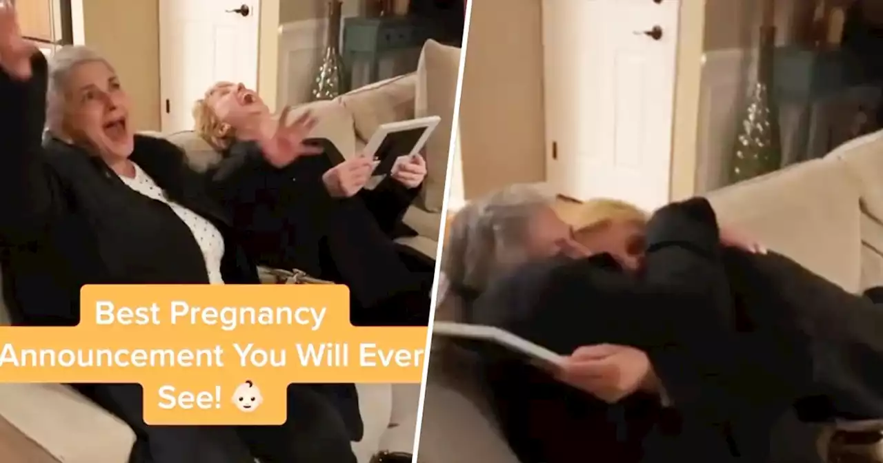 We dare you not to laugh at these moms learning they're going to be grandmas