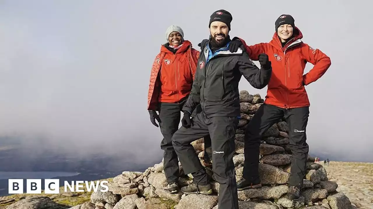 Rylan, Oti Mabuse and Emma Willis finish Highlands challenge