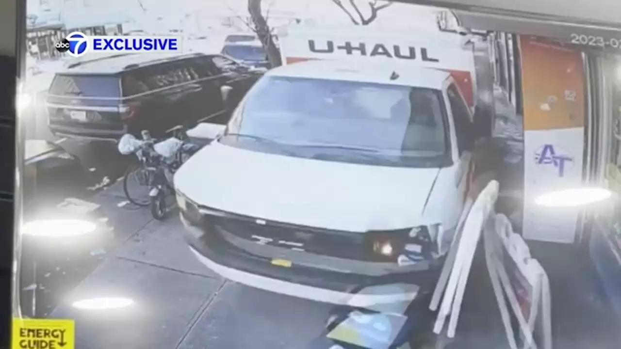 Exclusive video shows pedestrian dive out of path of oncoming U-Haul in Brooklyn