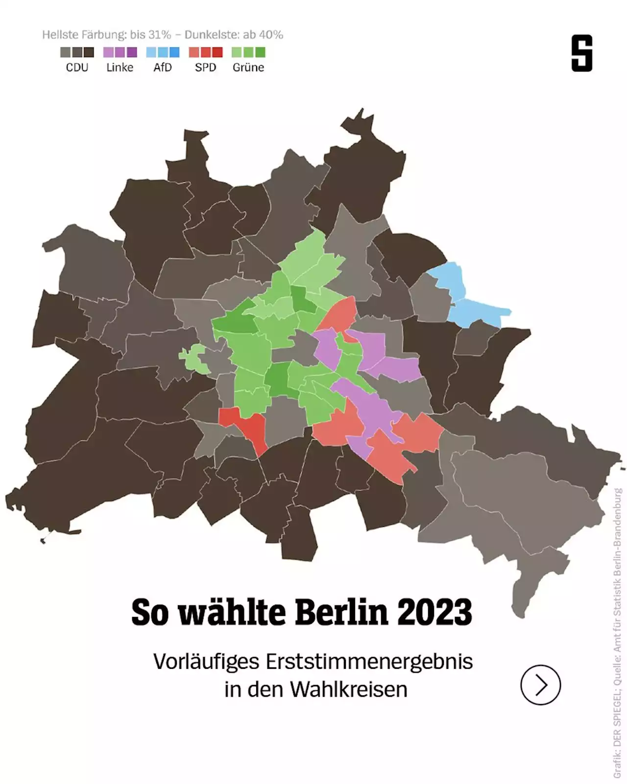 Berlin-Wahl 2023: Alle Ergebnisse der Abgeordnetenhauswahl im Live-Überblick