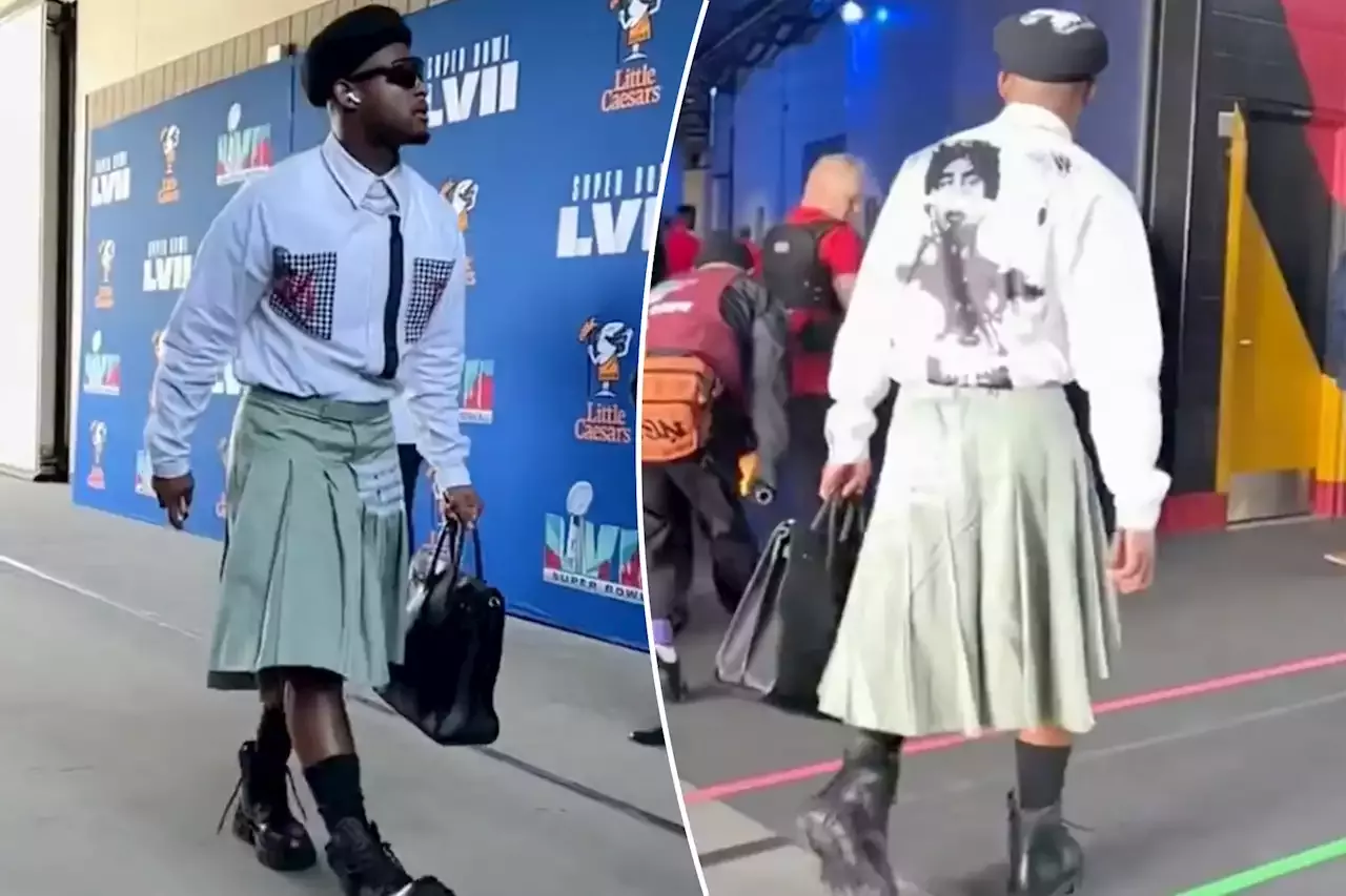 JuJu Smith-Schuster Arrives in Thom Browne Skirt for Super Bowl