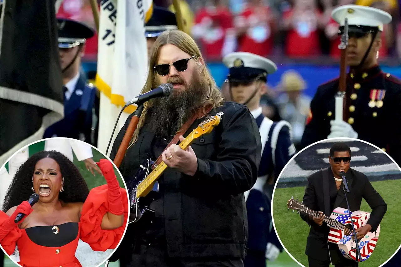 Chris Stapleton strips it down-home for national anthem at Super Bowl