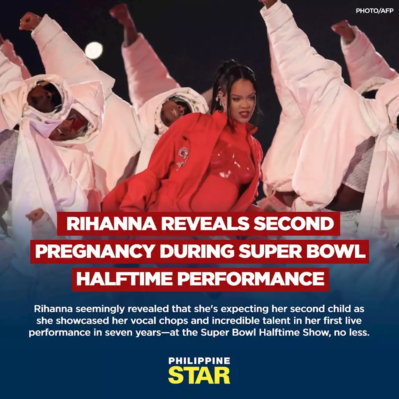 WATCH: Rihanna reveals second pregnancy during Super Bowl halftime performance