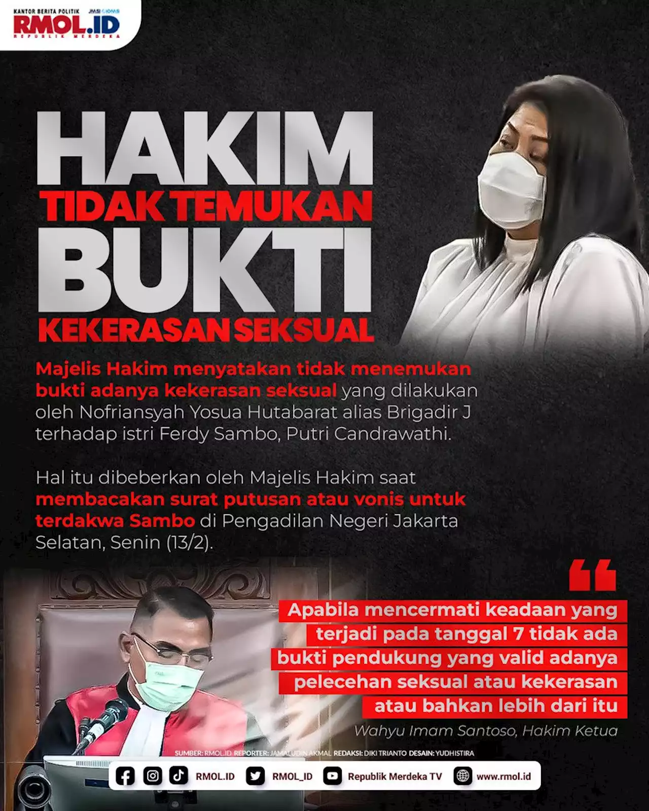 Hakim Tidak Temukan Bukti Brigadir J Lakukan Kekerasan Seksual ke Putri Candrawathi