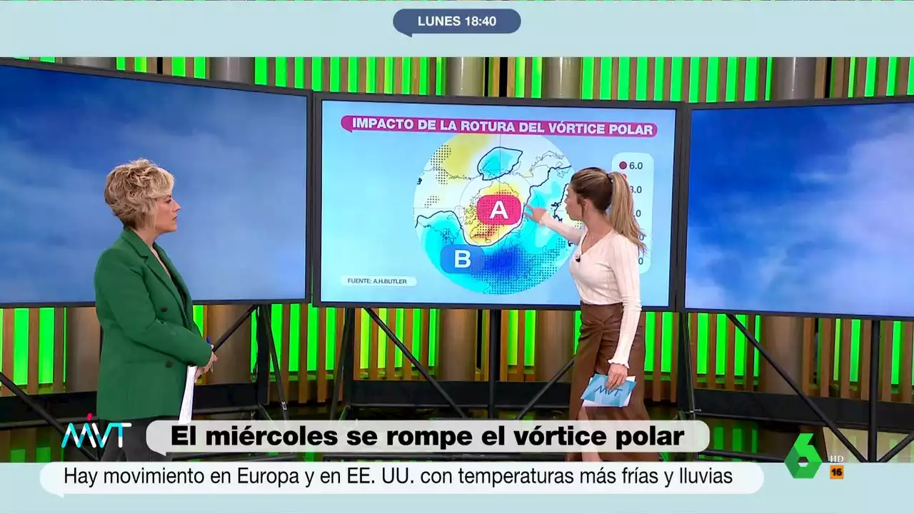 El vortice polar podría romperse este miércoles: ¿qué efectos tendrá en España?