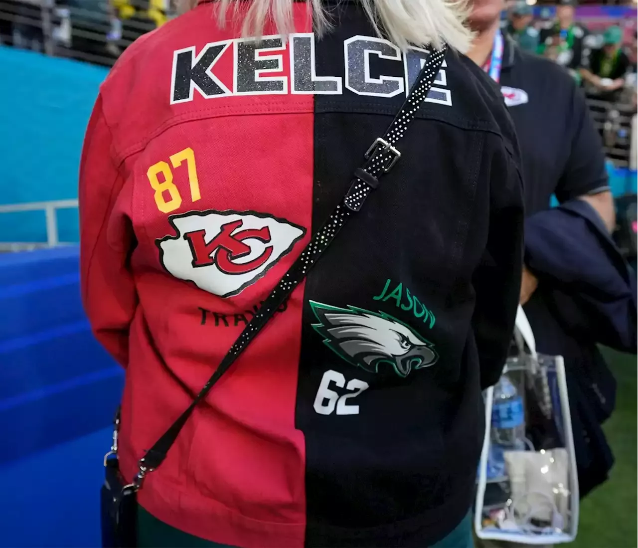 Donna Kelce Shows Off Split Super Bowl Outfit Supporting Sons Travis Kelce  and Jason Kelce