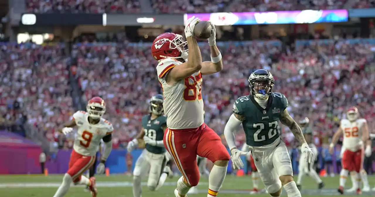 WATCH: Cleveland Heights native, Chiefs TE Travis Kelce scores TD in Super Bowl LVII