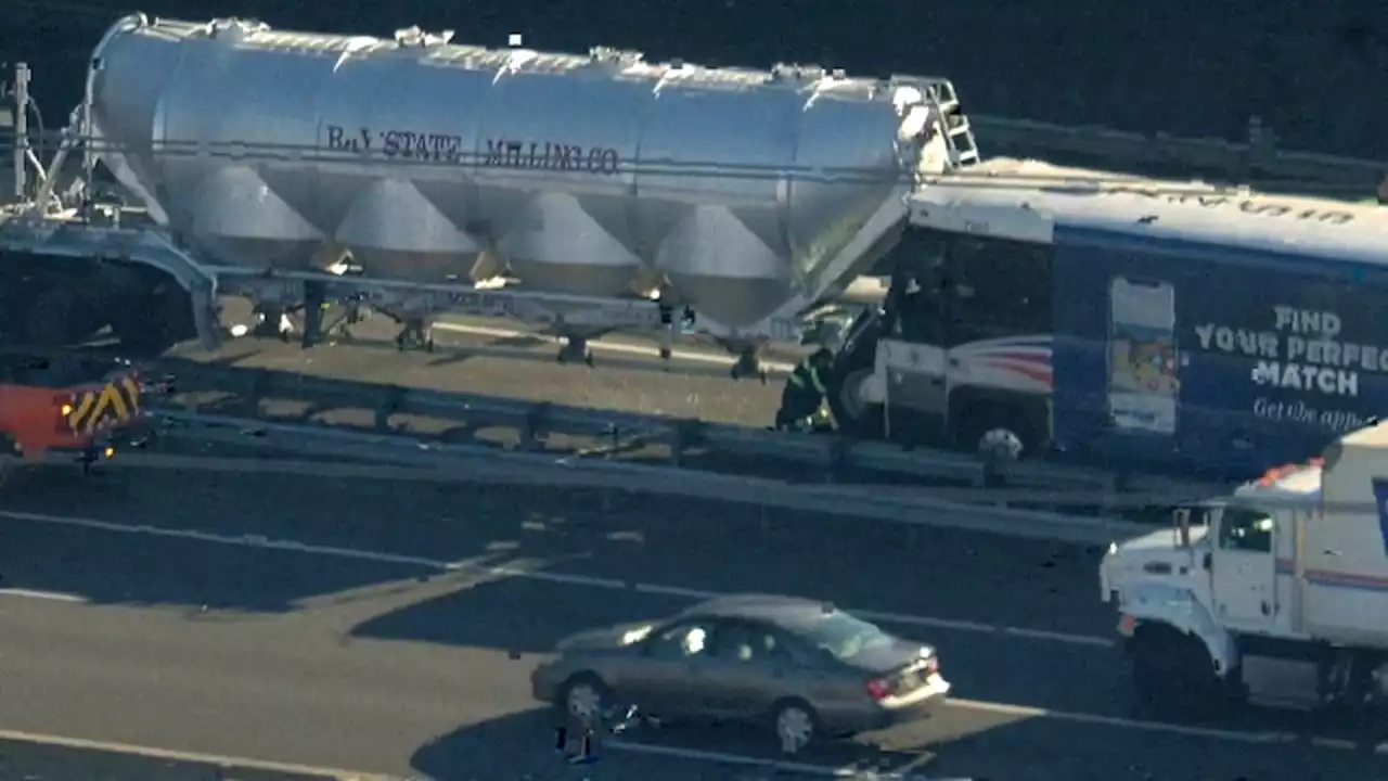 NJ Transit bus crashes into cement truck injuring several people