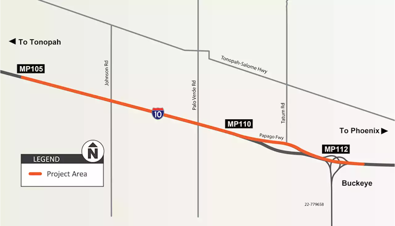 Plan for east- and westbound lane restrictions on Interstate 10 in Buckeye Feb. 13-17