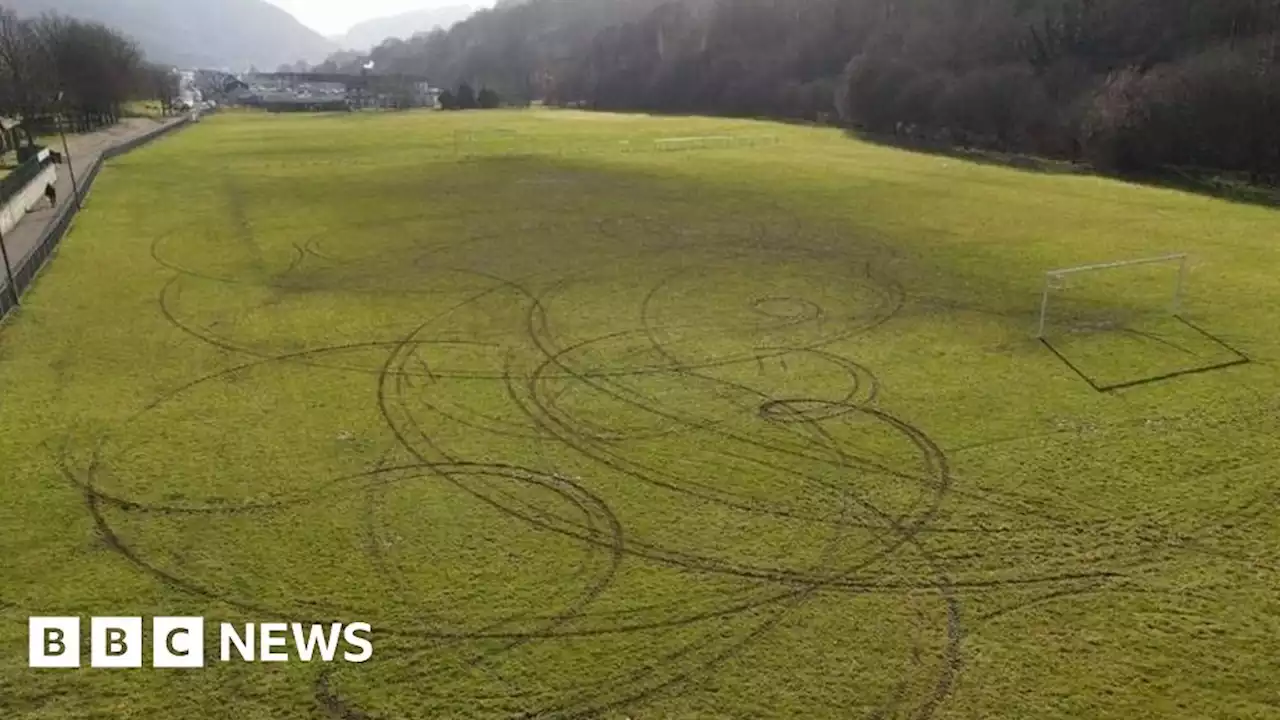 Cwm: Man being questioned over football pitch vandalism