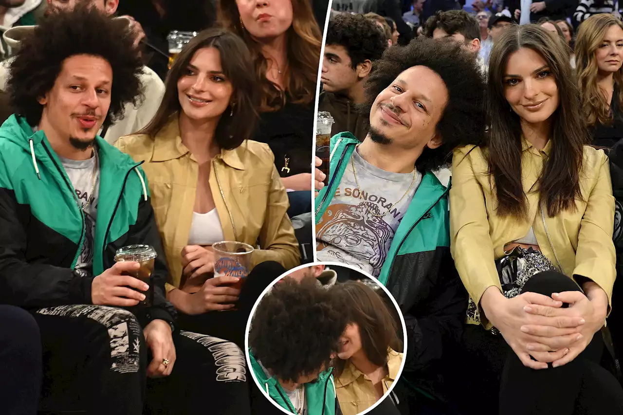 Emily Ratajkowski and Eric André cuddle up at the Knicks game