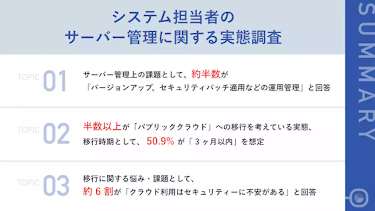 半数以上の企業が、今後パブリッククラウドの移行を検討 半数以上が「 3 ヶ月以内」に移行を想定 約 6 割から、「セキュリティーに不安がある」との声も