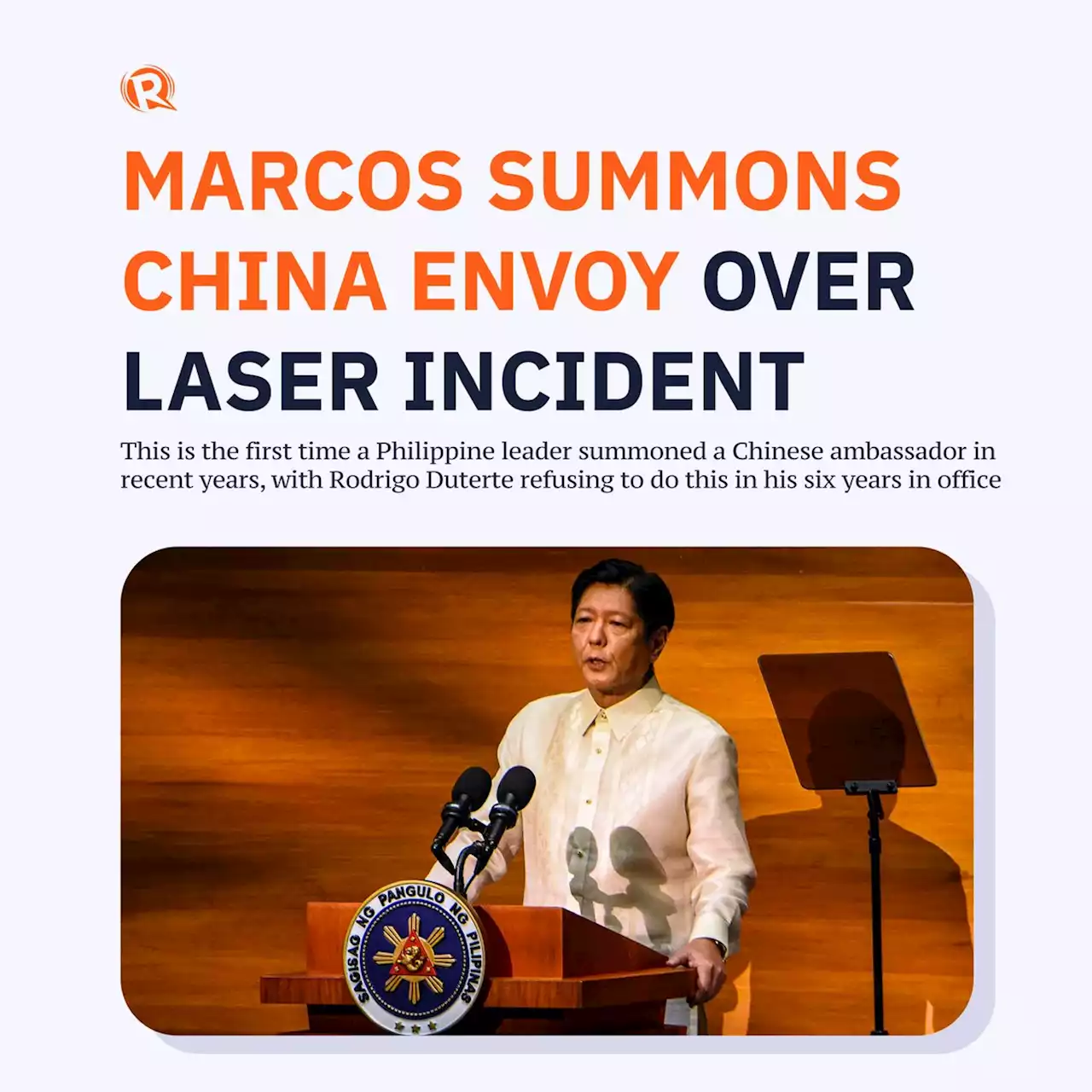 Marcos summons China envoy over laser incident