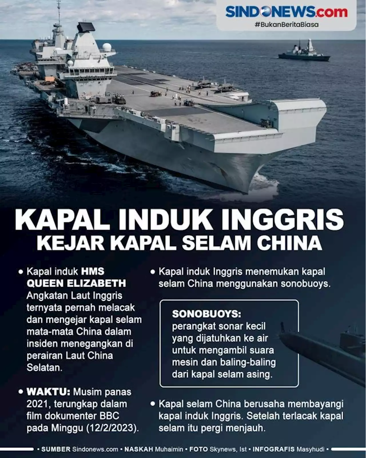 Kapal Induk Inggris Pernah Melacak dan Kejar Kapal Selam China