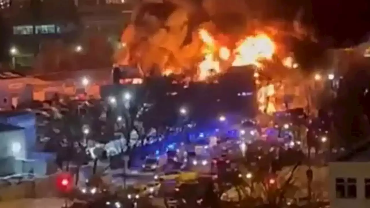 Massive inferno near Russian weapons lab as explosions rip through building