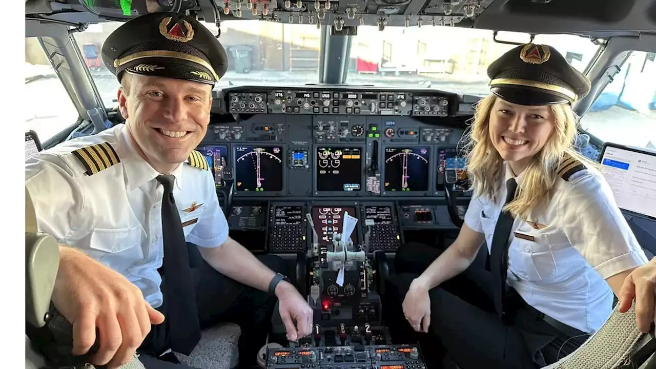 Love is in the air as married Delta Air Lines pilots command their first flights together