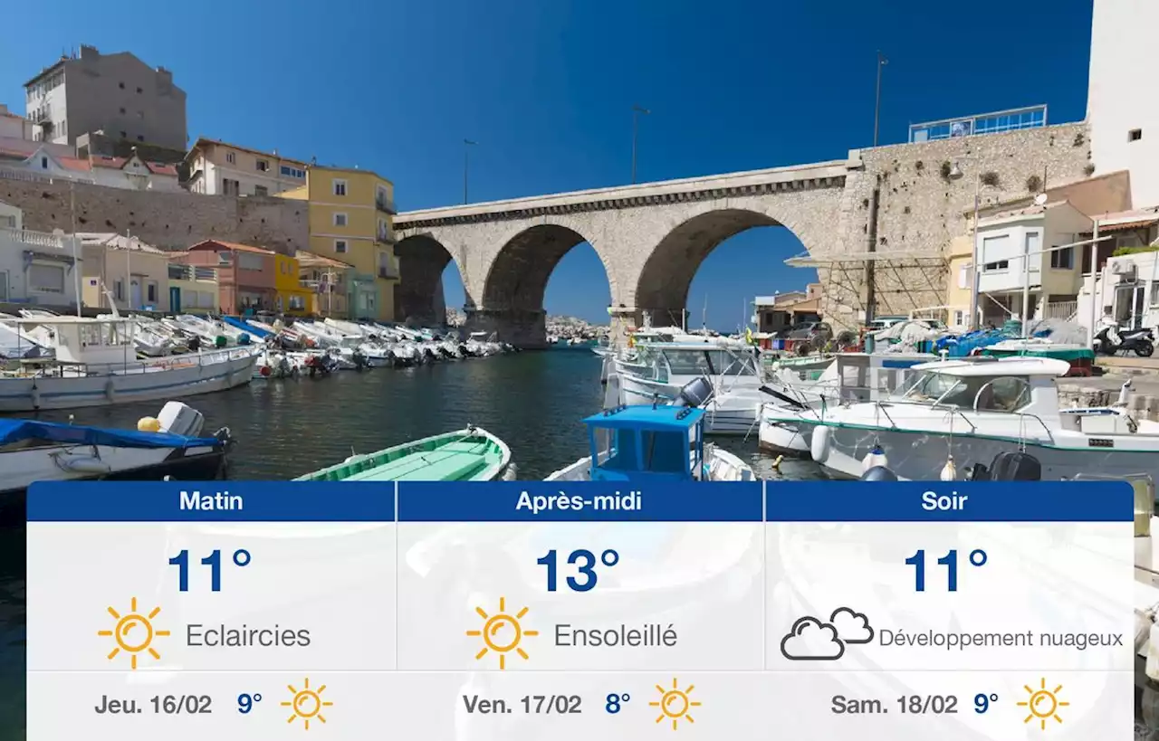 Prévisions météo du mercredi 15 février 2023 à Marseille