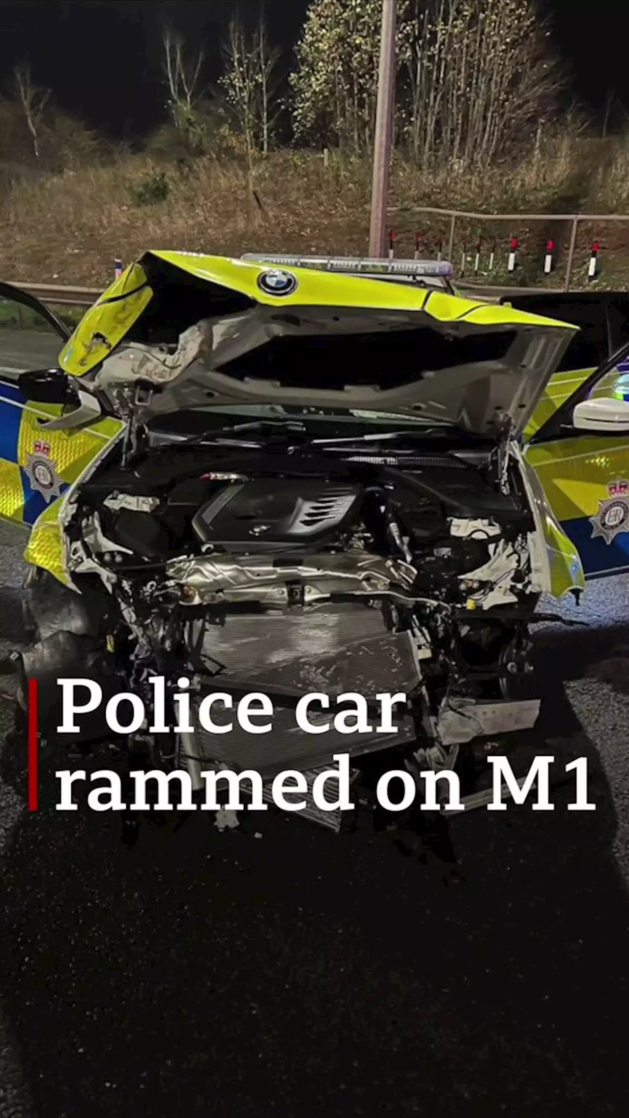 Police car rammed by stolen van on M1