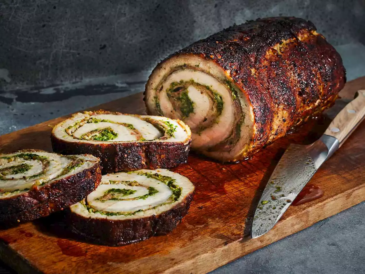 Pork Loin Stuffed with Pesto and Prosciutto