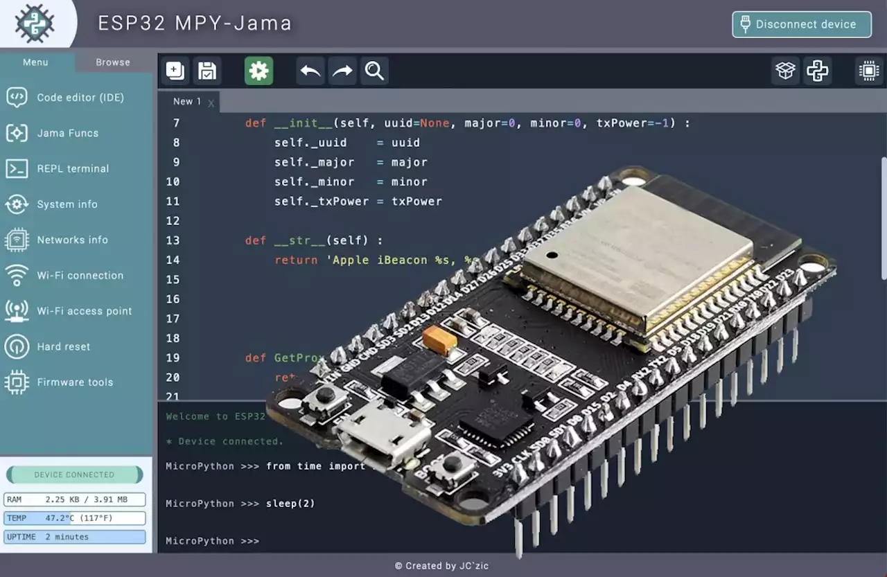 MPY-Jama: IDE für MicroPython auf dem ESP32-Controller