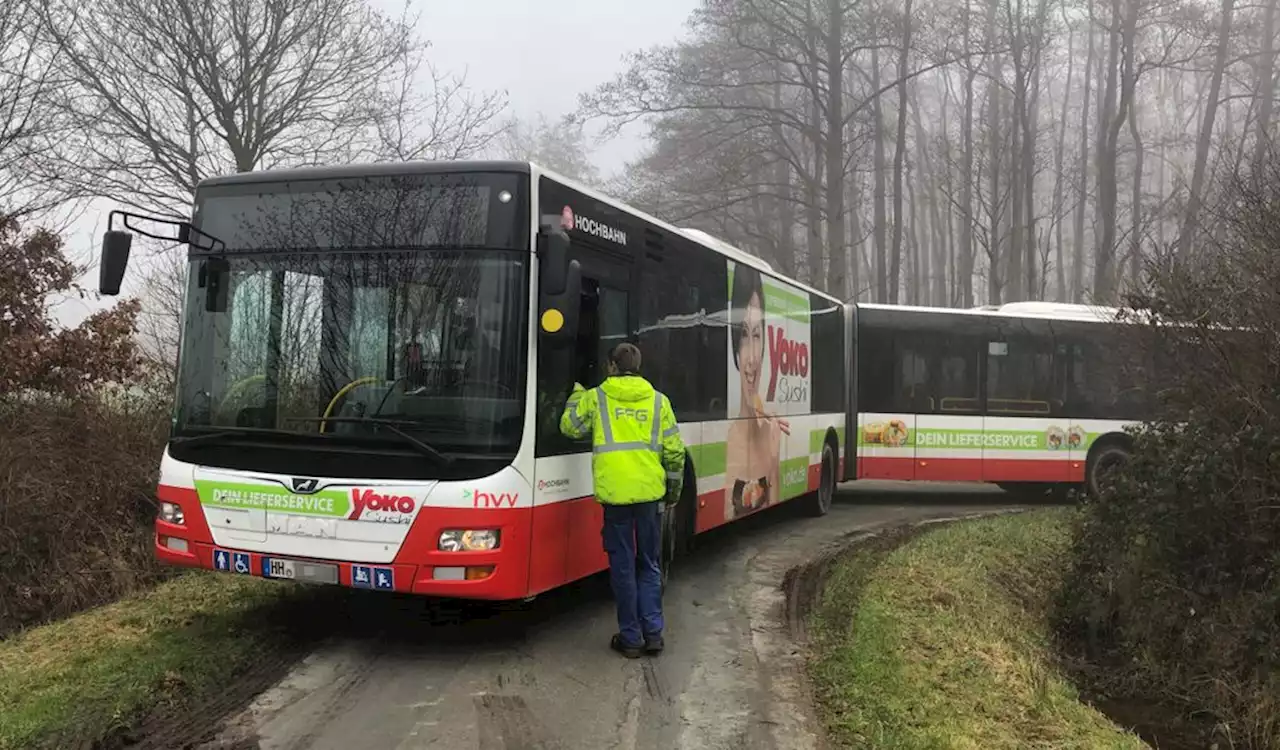 Im dichten Nebel verirrt: Linienbus bleibt auf Feldweg bei Hamburg stecken