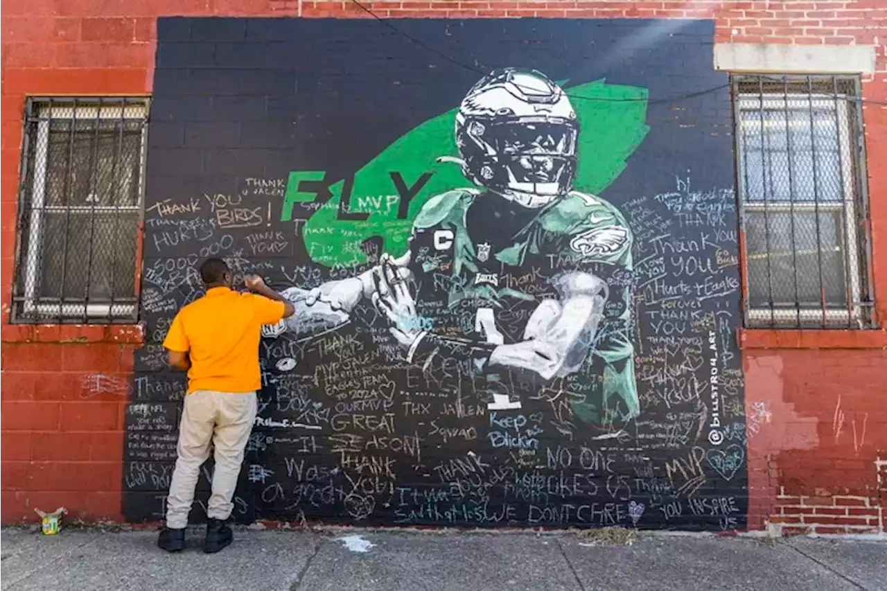 Eagles fans are filling a Jalen Hurts mural with ‘thank you’ notes and showing their love despite Super Bowl loss