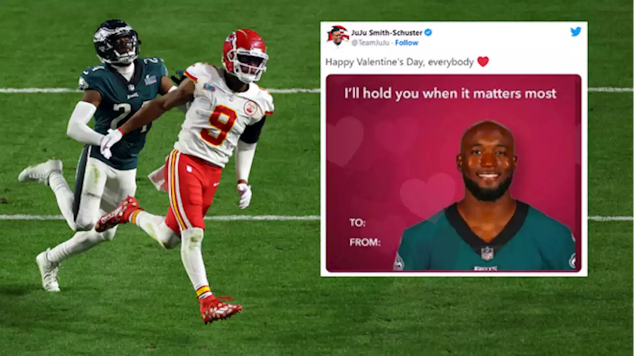 NFL - NFL-Stars auf Social Media - Nach Holding-Call: JuJu Smith-Schuster veräppelt Eagles-Star Bradberry am Valentinstag