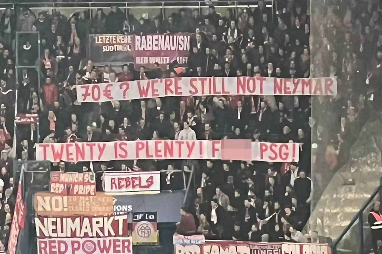 Bayern Munich fans unfurl 'f*** PSG' banner as away supporters clash with French police