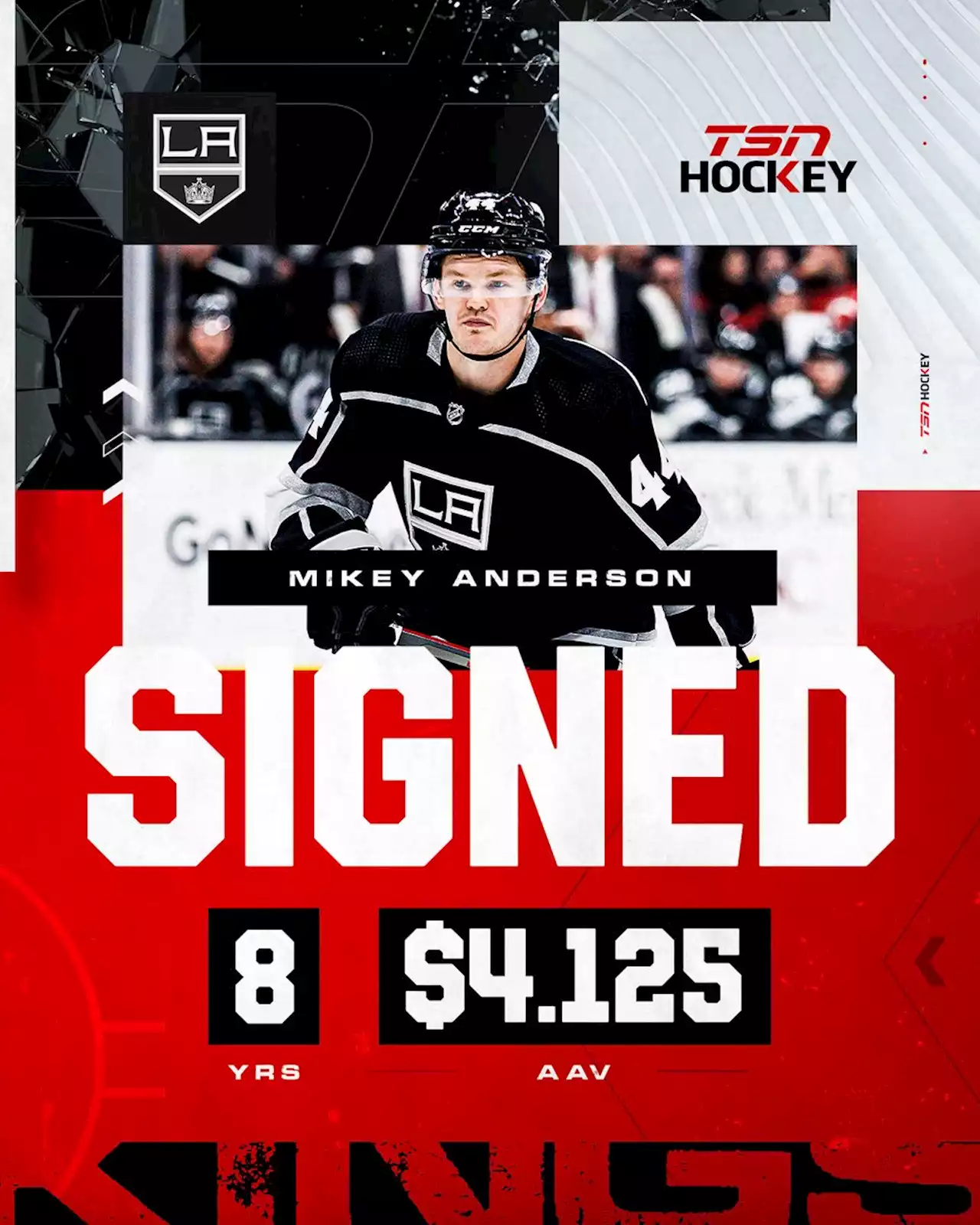 Los Angeles Kings sign D Mikey Anderson to eight-year, $33M contract | TSN