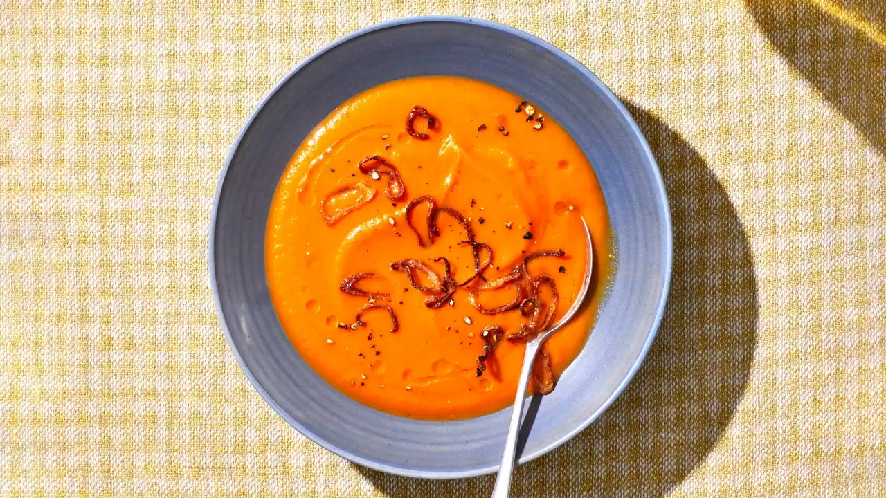 Roasted Carrot Soup With Crispy Shallots